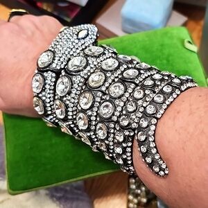 Signed Huge Rhinestone Wrap Snake Bracelet
